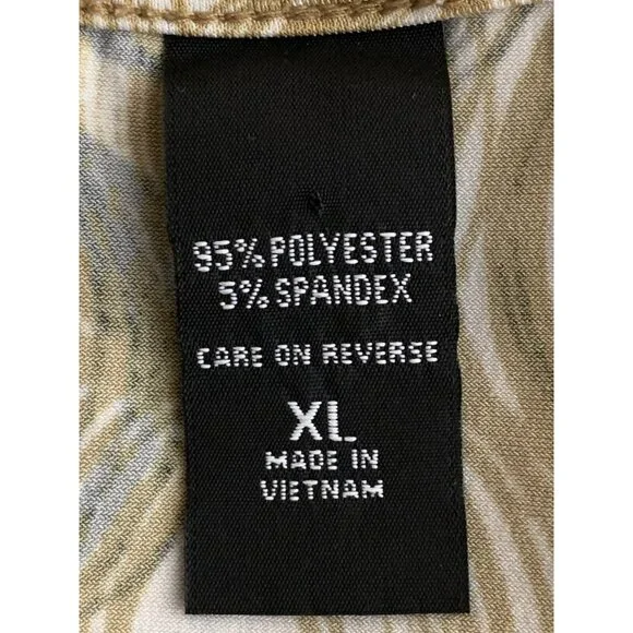 New York & Company Womens Stretch Top Beige & Black Circles Pattern Short Sleeve - Picture 9 of 10